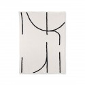 hk living plaid blanc design abstrait lignes noires tuftes coton