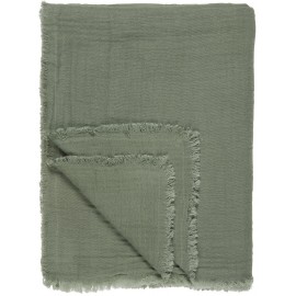 plaid coton double gaze vert poudre kaki ib laursen 130 x 170 cm