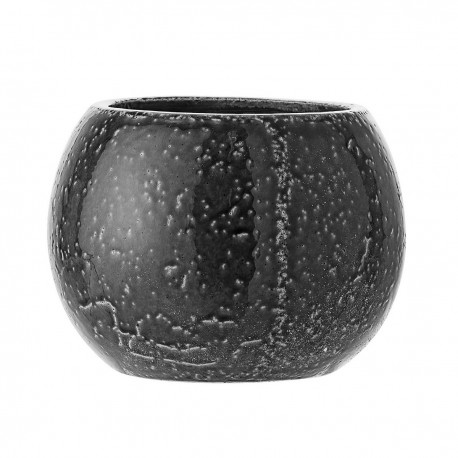 cache pot boule gres gris noir emaille bloomingville