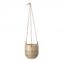 bloomingville cache pot suspendu a suspendre gres beige cuir