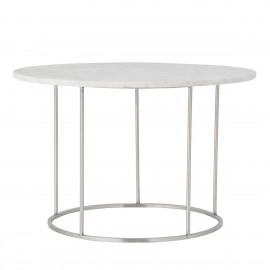 bloomingville table basse ronde plateau marbre blanc metal argent