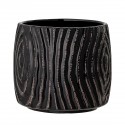 petit cache pot noir gres texture rainure bloomingville atena