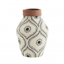 madam stoltz vase argile peint a la main blanc noir