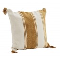 Housse coussin  coton rayé Madam Stoltz jaune