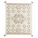 madam stoltz tapis tufte ecru motif geometrique orange 140 x 200 cm