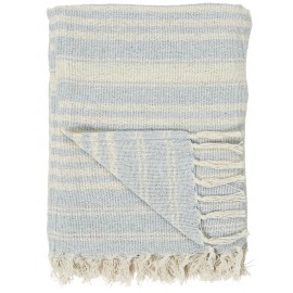 Plaid rayé coton franges IB Laursen bleu