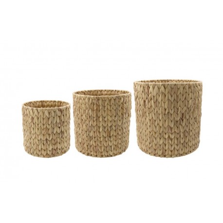 house doctor roun panier tresse cache pot jacinthe d eau naturel set 3