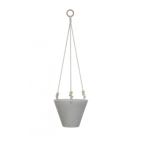 bloomingville cache pot a suspendre gres gris decor bois