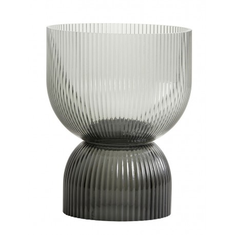 Porte-bougie chic verre fumé strié Nordal Riva gris