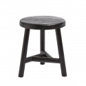 Tabouret rond bois teck Muubs Benji noir