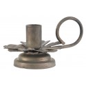 porte bougie avec poignee anse style vintage forme fleur metal argent