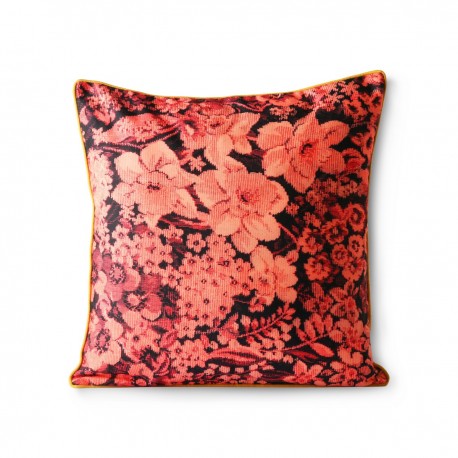 hk living coussin salon rose imprime fleuri corail jaune