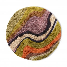Tapis rond poil long laine multicolore HK Living gradient