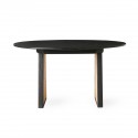 hk living table basse ronde noire bois cannage rotin webbing