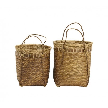 Set de 2 paniers tressés bambou rotin House Doctor Balie