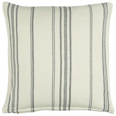 ib laursen housse coussin carre coton blanc rayures fines noir 50 x 50