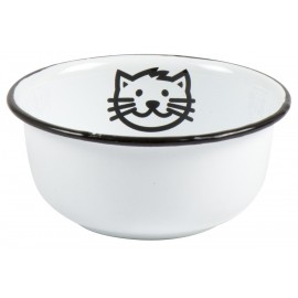 gamelle pour chat rigolo metal emaille blanc