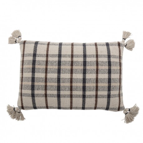 bloomingville coussin rectangulaire a carreaux gris ebna