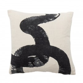 bloomingville coussin style calligraphie japonaise blanc noir ebell