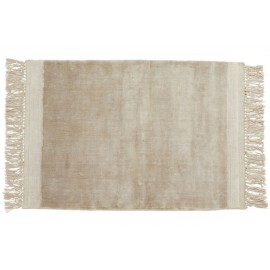 nordal petit tapis moelleux beige franges filuca 60 x 90 cm