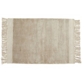 Petit tapis moelleux franges Nordal Filuca beige