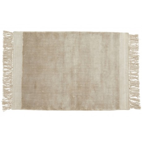 nordal petit tapis moelleux beige franges filuca 60 x 90 cm