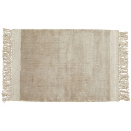 Petit tapis moelleux franges Nordal Filuca beige