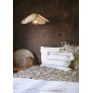 madam stoltz housse coussin rectangulaire coton raye blanc ecru pompon