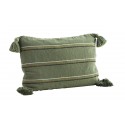 Housse de coussin rayures pompons Madam Stoltz vert