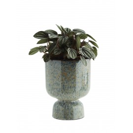 madam stoltz cache pot sur pied gres forme gobelet vert