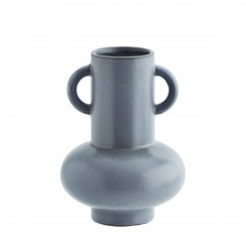 Blaue Vase aus Steinzeug von Madam Stoltz
