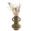 madam stoltz vase gres marron  avec 2 poigees style campagne