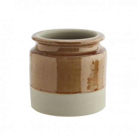 madam stoltz pot de fleur rustique terre cuite emaille bicolore marron