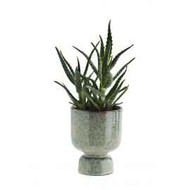 madam stoltz petit cache pot sur pied forme gobelet gres vert