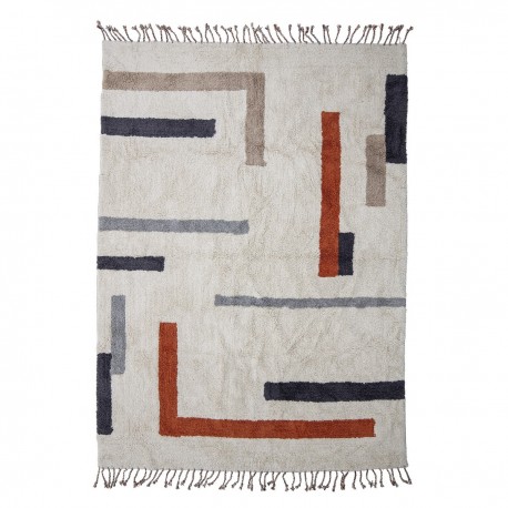 bloomingville tapis coton tufte motif geometrique colore jue