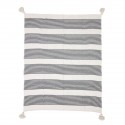 bloomingville plaid noir blanc raye pompons boran 125 x 150 cm