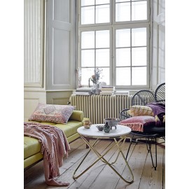 bloomingville plaid rouge bordeaux pompons acrylique