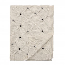 bloomingville plaid maille tricot coton broderie blanc ecru