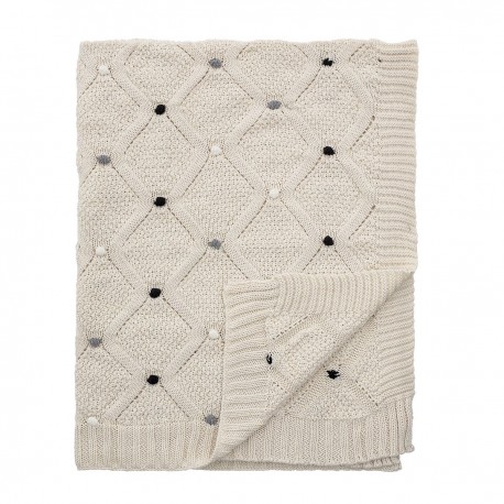 bloomingville plaid maille tricot coton broderie blanc ecru