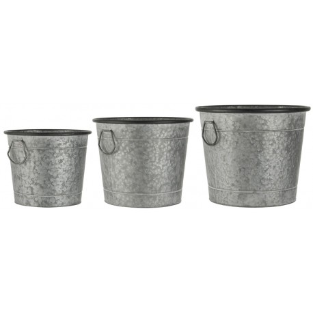 ib laursen set de 3 cache pots metal style seau 2 poignees
