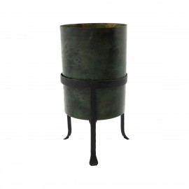 house doctor cache pot metal patine vert fer forge orga