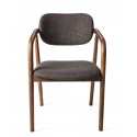 pols potten henry chaise classique elegante 70 s bois fonce tissu gris