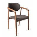 pols potten henry chaise classique elegante 70 s bois fonce tissu gris