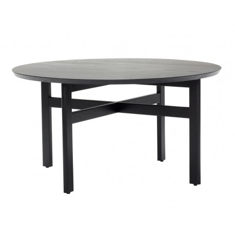 hubsch table basse ronde contemporaine moderne bois noir 80 cm