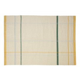 hubsch tapis contemporain design coton beige rayures jaune vert