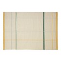 hubsch tapis contemporain design coton beige rayures jaune vert