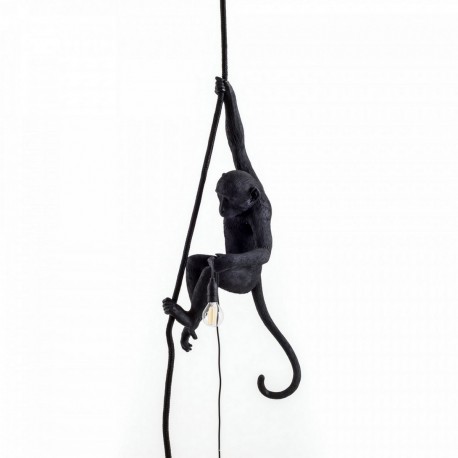 seletti monkey lamp suspension singe noir avec corde 14923