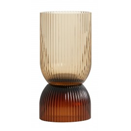 vase classique chic verre strie ambre marron nordal
