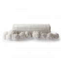 hk living couvre lit coton blanc fil dore pompons