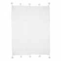 hk living couvre lit coton blanc fil dore pompons 130 x 170 cm